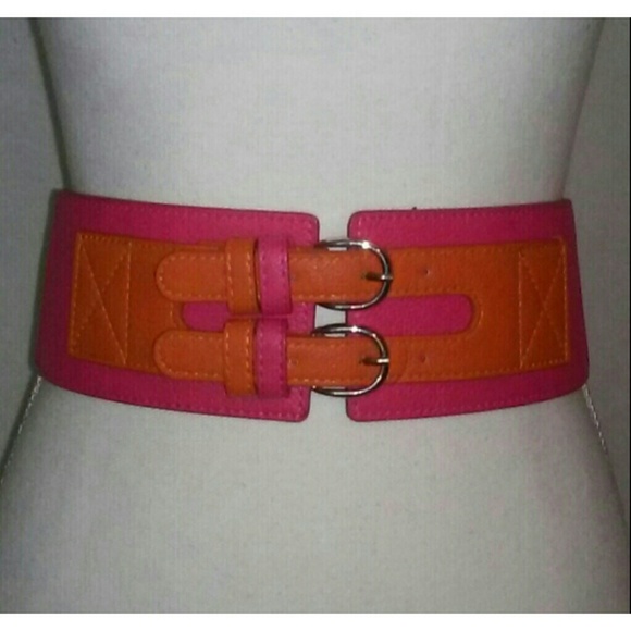Pink & Orange Double Strap Waist Belt - Picture 2 of 3